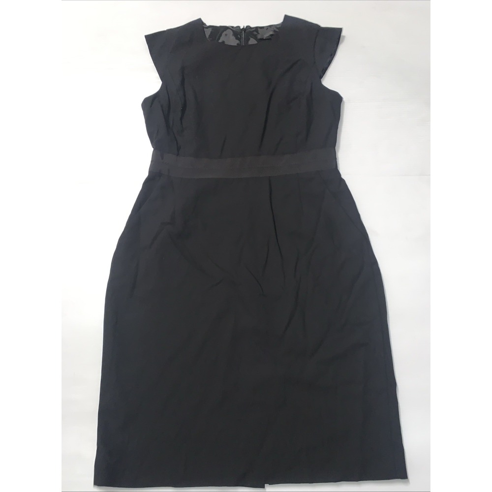 J.CREW Sheath Dress Womens 12P Black Cap Sleeve Wool Lined Workwear E6233